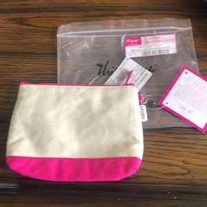 NWT Thirty-one URU mini zipper pouch natural& pink